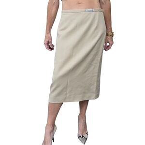 Pendleton Wool Midi Skirt Beige 100% Virgin Wool Made in USA Size 6 Vintage